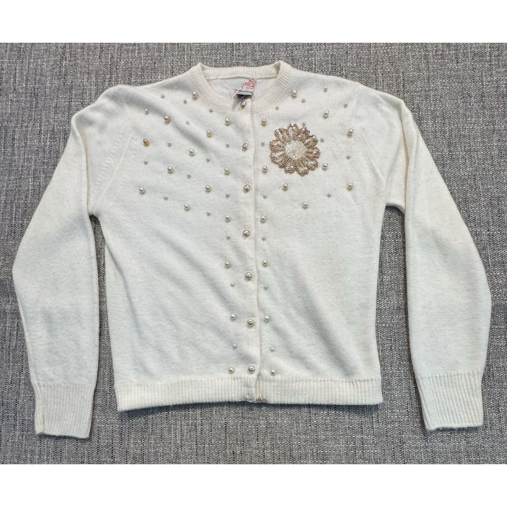 Vintage 50s/60s Woman's Sequin Cardigan‎ Sweater By Jaymar Knitwear New York Sm
